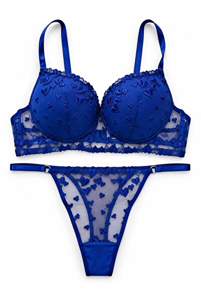 Softwearr Women's Embossed Heart Patterned Supportive Bra Set (Slim Fit)