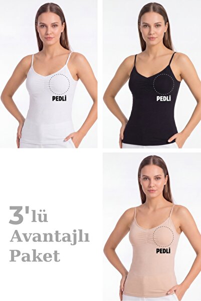Arma Yıldız Kadın Büzgülü İp Askılı Pedli Atlet – Çıkarılabilir Pedli Pamuklu...