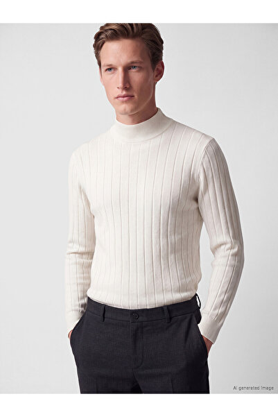LC Waikiki Özmarka New Season Beige Half Turtleneck Men's Knitwear Sweater