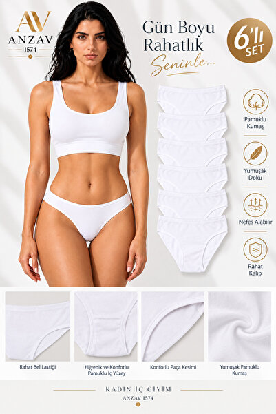 AV ANZAV 1574 Women's 6-Piece Cotton Soft Textured Daily Comfort Slip Panties