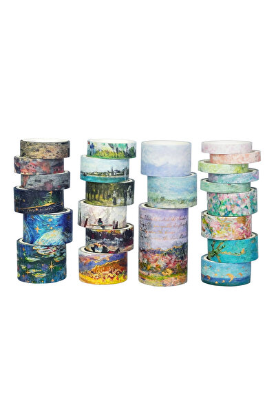 Choice JDX-843 24 Rolls/Box Oil Painting Theme Washi Tape Set, Gilded Style D...
