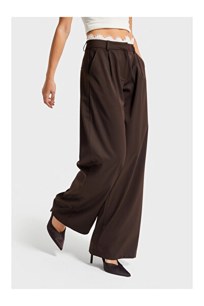 it's basic Palazzo Fit Kemeri Dantel Detaylı Tasarım Pantolon
