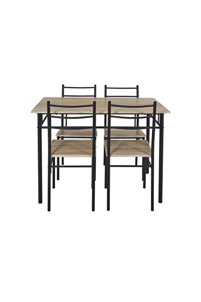 Home Deco Factory Σετ τραπεζαρίας με 4 καρέκλες και ξύλινο τραπέζι σε βιομηχα...