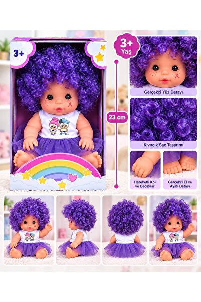 BYCEGU 23 cm Renkli Afro Kıvırcık Saçlı Oyuncak Bebek – Tütü Etekli Et Bebek ...