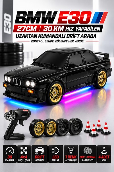 NeoThings Uzaktan Kumandalı Şarjlı 30km/h Yapan BMW E30 Drift Arabası 27 cm 4...