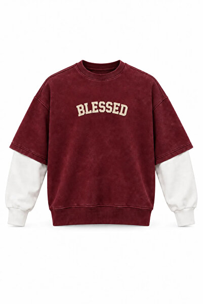 no7man Blessed - Burgundy - Oversize Fit - Men's Sweatshirt