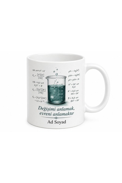 Tupya Gift Kimyagere Hediye Beherglass Asit Baz Dengesi Reaksiyon Denklemi Kimya Mühendisliği Kupa Bardak