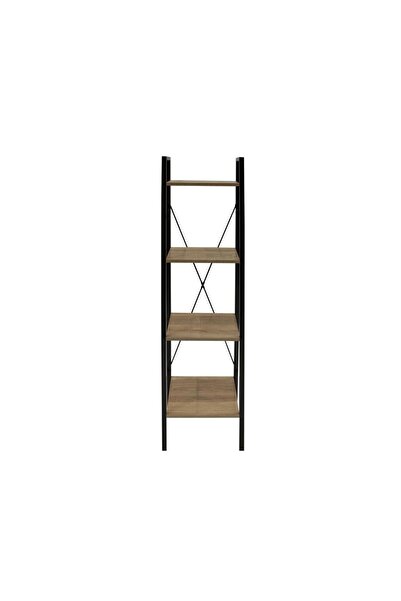 Home Deco Factory Ξύλινο ράφι δαπέδου με 4 ράφια και μεταλλικό σκελετό, 34x32...