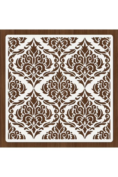 Choice Damask Stencil • Reusable Opaque PET 12x12" Template for Furniture Wal...