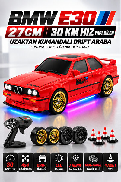 NeoThings Uzaktan Kumandalı Şarjlı 30km/h Yapan BMW E30 Drift Arabası 27 cm 4...