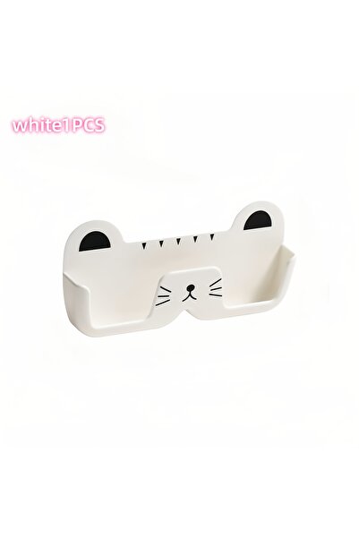 Choice WHITE Cute Cat Face Wall-Mounted Glasses Storage Rack - Modern Organiz...