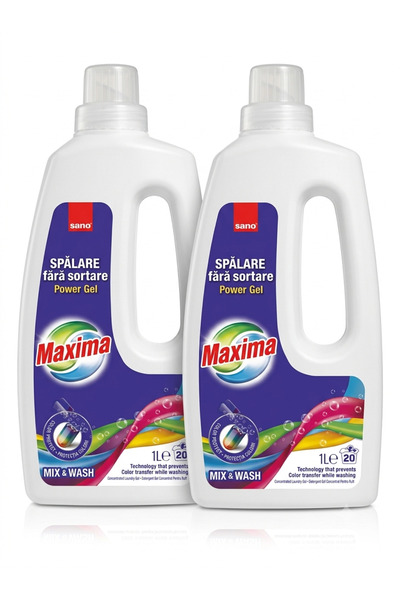 Sano 2 Sticle x 1L detergent lichid concentrat Maxima Power Gel – Mix & Wash