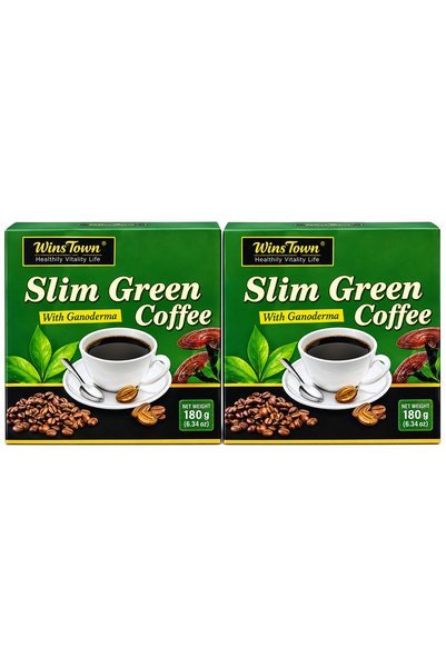 Wins Town Slim Green Coffee, Natural Weight Loss with Reishi Mushroom for Better Digestion,18 Sticks 2PC COMBO