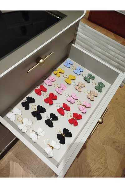 VERONICA ART Knitted Bow Keychain, Bag Charm, Bag Accessory Ornament