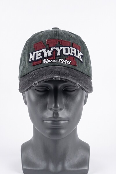 NEWYORK Yeşil Siyah Eskitme Unisex Beyzbol Kep Şapka