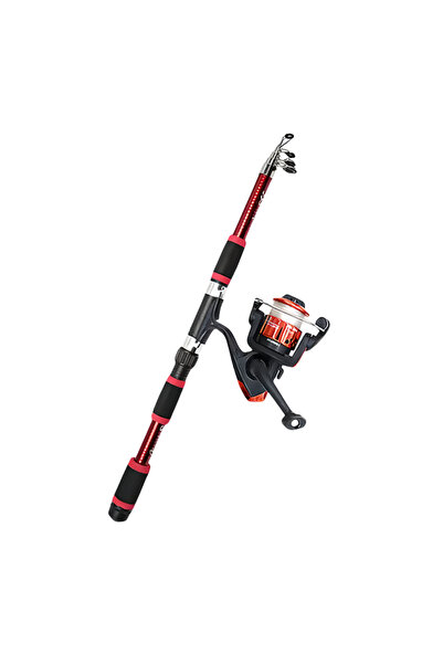 Choice 1.8 m Red Fishing Pole Set Full Kits With Telescopic Fishing Rod And S...