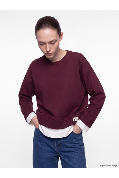 LC Waikiki Vizyon New Season Plum Oversize Women's Sweatshirt