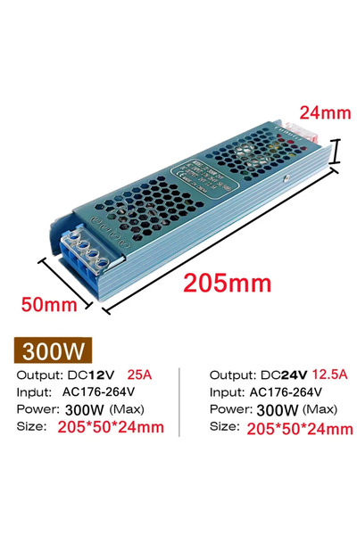 Choice DC 24V 300W Ultra Thin 12V/24V LED Power Supply Adapter 60W 100W 200W ...