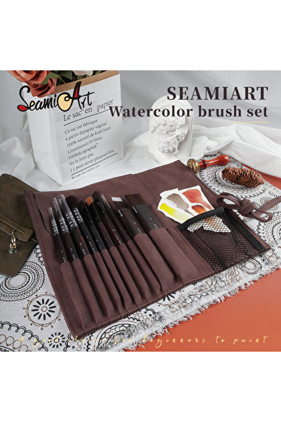 Choice SeamiArt 10pcs/set Nylon Hair Wooden Handle Artist Painting Brush with...