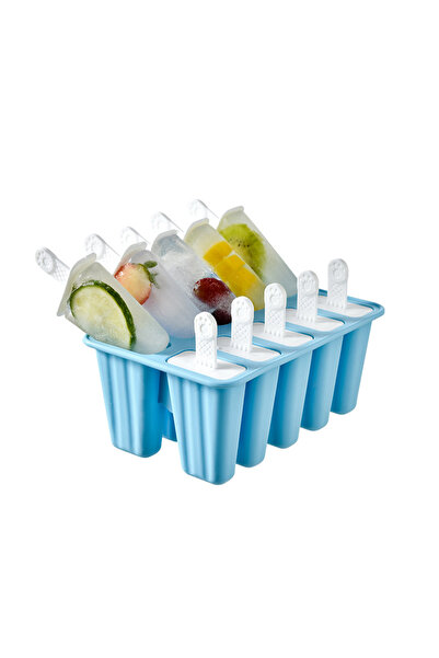 Choice قوالب مصاصات سيليكون فاخرة خالية من مادة BPA - 10 قطع زرقاء مع 6/10 أع...