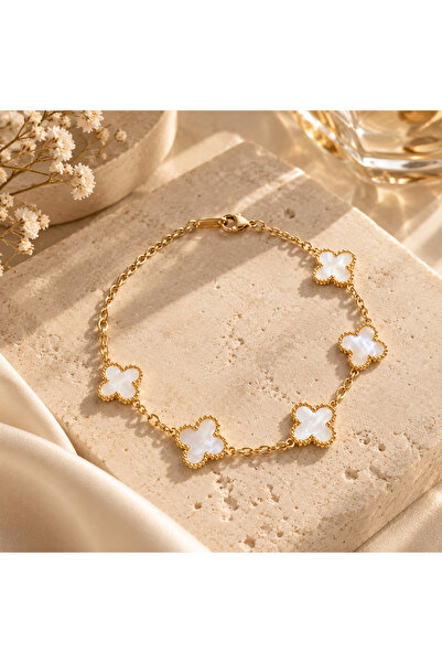 FUEGO VELVET Çelik Yonca Bileklik | 316L Gold