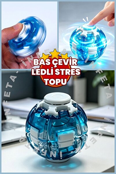 İnfeta Led Işıklı Bas Döndür Stres Topu-Işıklı Stres Çarkı -Stres Giderici Ra...
