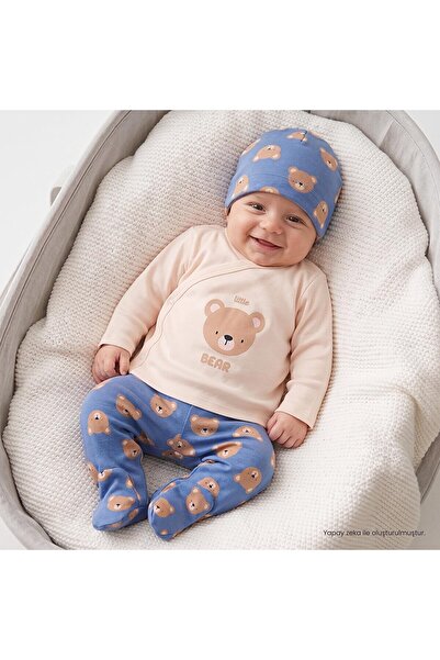 ebebek Hello Baby HelloBaby Yenidoğan Zıbın-Şapka-Patikli