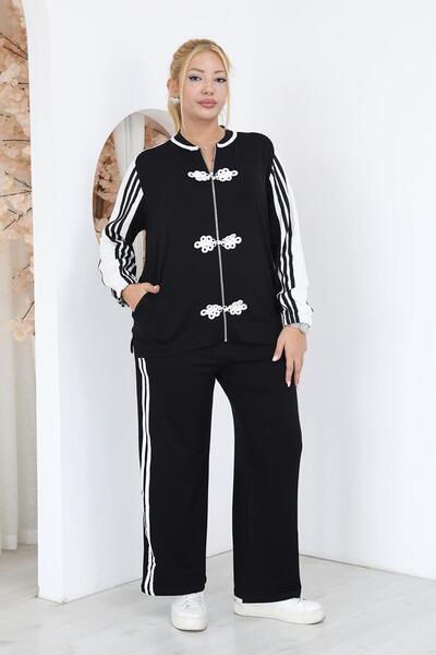 Siyezen Plus Size Embroidery Detailed Modal Fabric Set