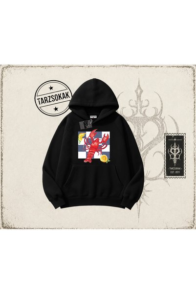 Tarzsokak Ženska unisex majica sa kapuljačom u kariranom uzorku jastoga, veli...