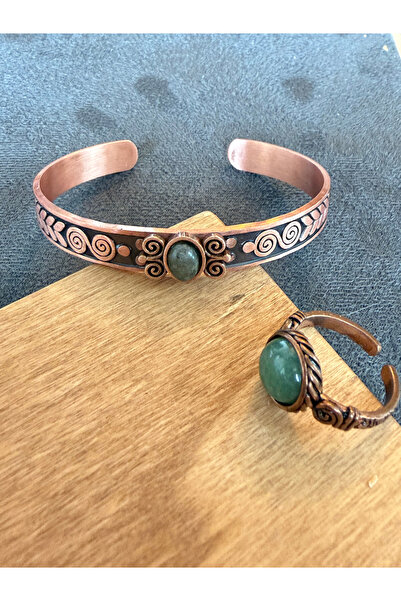 Rupen Kraft Pure Copper Ring Bracelet with Natural Stones, Handcrafted Copper...