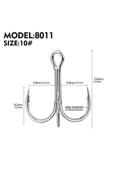 Choice SIZE 10 20pcs High Carbon Treble Hooks - Super Sharp, Solid Size 1#-14...