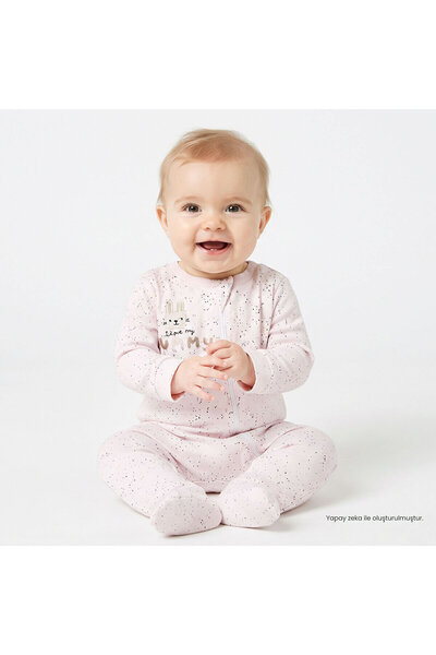 ebebek Hello Baby HelloBaby Kız Bebek Tulum Puantiye Baskılı Fermuarlı Bisikl...