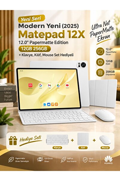 Huawei ELVT Yeni Seri Modern Yeni (2025) Matepad 12X 12.0" Papermatte Edition...