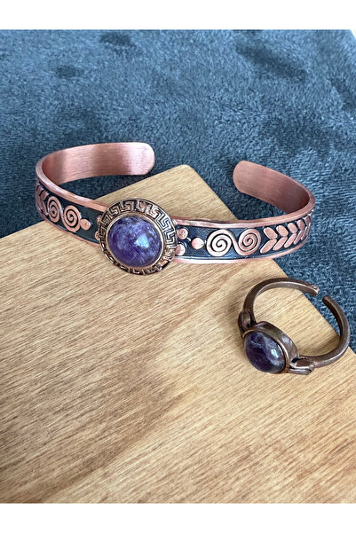 Rupen Kraft 100% Copper Ring Bracelet with Natural Stones, Handcrafted Copper...