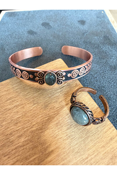 Rupen Kraft Real Copper Ring Bracelet with Natural Stones Handcrafted Copper ...