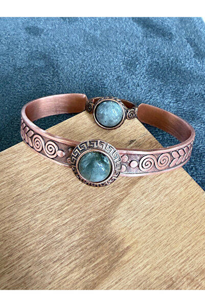 Rupen Kraft Copper Ring Bracelet with Natural Stones, Handcrafted Copper Set,...