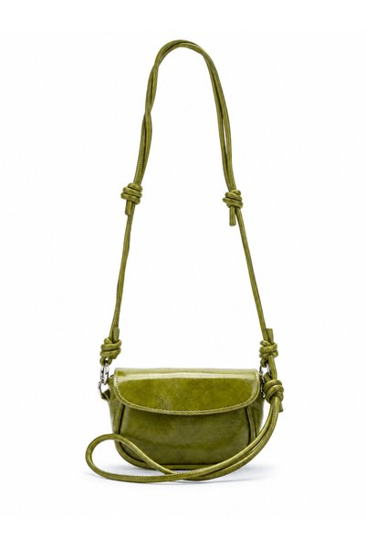 Nura Collection Women's Mini Flap Crossbody Bag - Oil Green