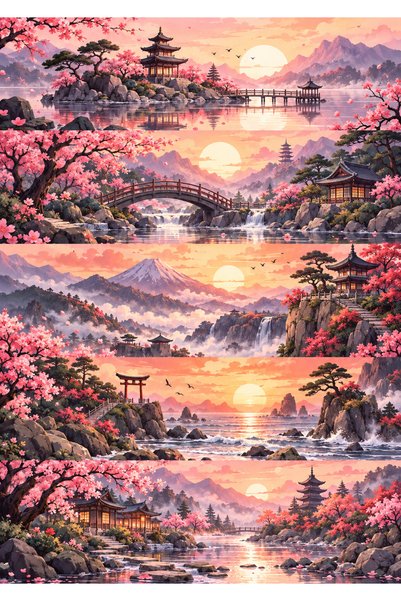 Kolbi Craft 5 Pcs Large Landscape Sticker Bullet Journal Scrapbook Laptop Agenda