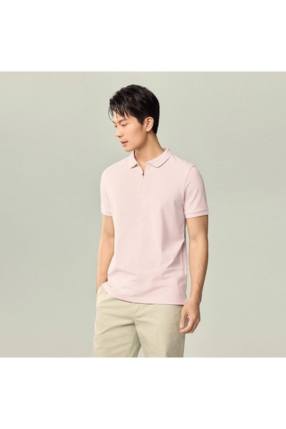 Giordano Men's Slim Fit Small Lion Zipper Polo