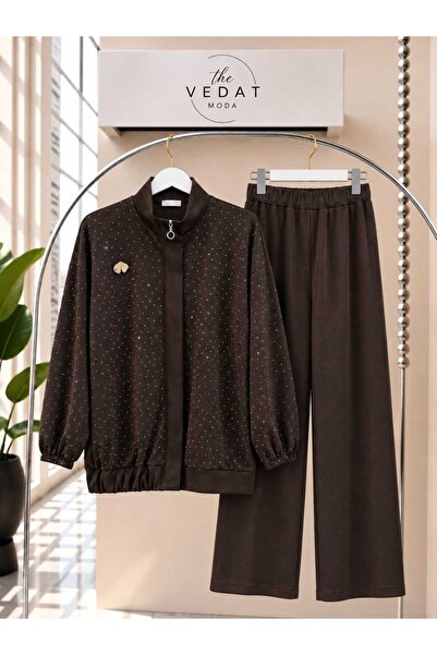MODA VEDAT Women's Top and Pants Set with Stone Embellishments -0750