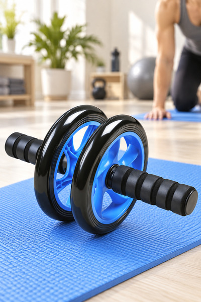 saqr fitness عجلة تمارين البطن المزدوجة - عجلات مزدوجة مضادة للانزلاق مع مقابض غير قابلة للانزلاق