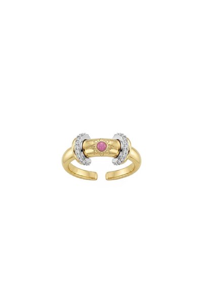 Charmist Charm Collection Renkli Taşlı Zirkon Detaylı Çelik Üzeri Altın Kapla...