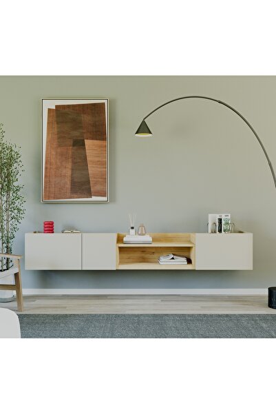 Avex Home Olis TV Ünitesi — 200 cm Duvara Monte Kulpsuz Yüzer Konsol — Krem -...