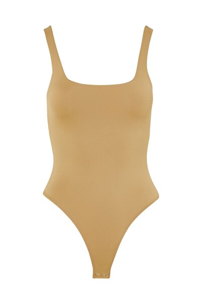 Good American Modern Tank Bodysuit That Will Wrap Your Body - Beige