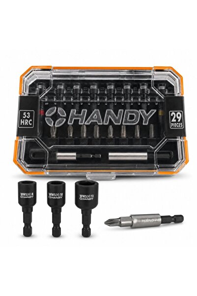 Handy Set 29 piese biti si chei tubulare magnetice, Cr-V, 8 10 13 mm, cu cutie