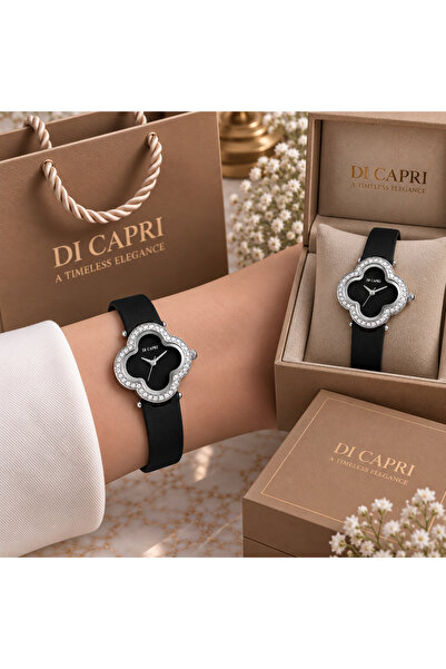 Generic Brand Di Capri Women's Black Silver Studded Watch Looster Time