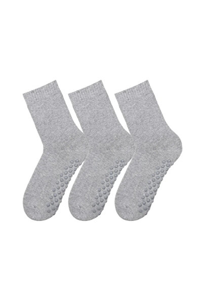 MEM SOCKS Комплект от 3 броя памучни (дебели) едноцветни детски чорапи без ше...