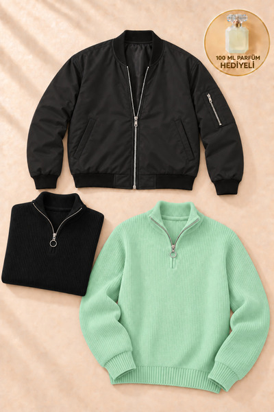 OTAKU 3-Piece Men's Combination Set – 2 Thessaloniki Sweaters + 1 Bomber Jack...