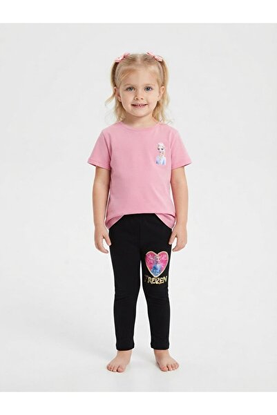 Frozen Girl's Black Tights Winter Printed