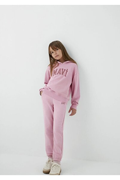 Mavi M7S10147 Logo Baskılı Kapüşonlu Kız Çocuk Sweatshirt PEMBE